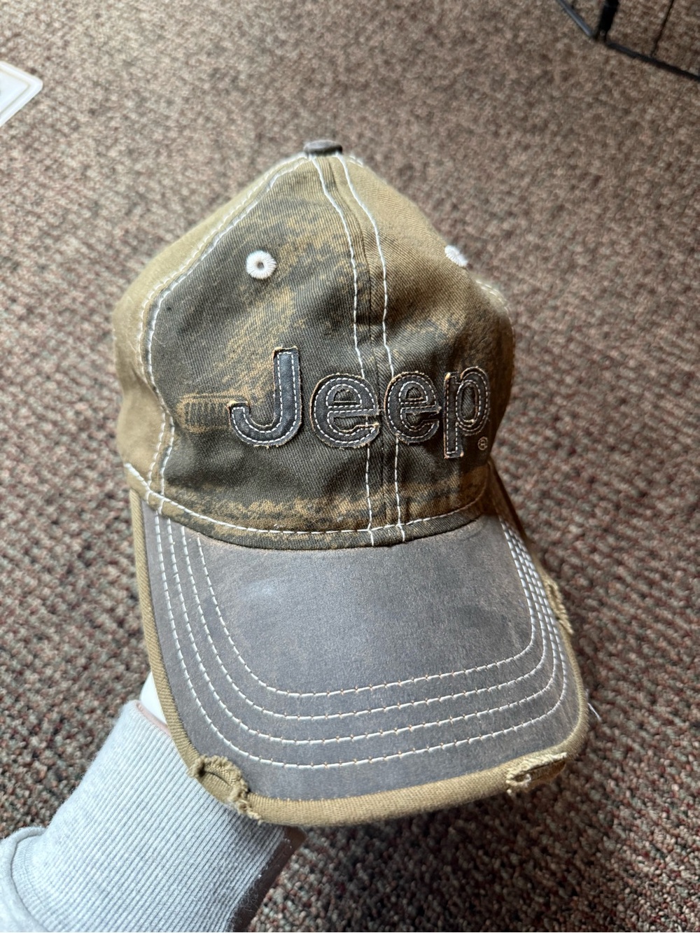 Jeep Distressed Tan Baseball Cap